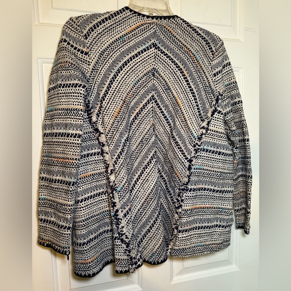 Lucky Brand Woman’s Pottery Open Cardigan Multicolor Stripe Small Fringe Boho - Picture 8 of 10